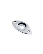 Jack plate, football shape, recessed hole, chrome, slanted metal
