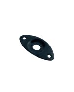 Jack plate, football shape, recessed hole, black, slanted metal
