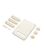 Fender Genuine Replacement Part strat accessory kit contains pot knobs switch tip backplate pickup covers parchment 