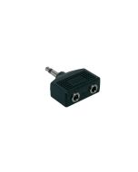 Verloop plug, 2 x 3,5 jack female mono, 3,5mm jack male mono