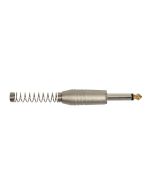 Jack plug, 6,3mm, 2-polig, nikkel, met veer, 7,3mm