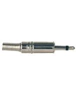 Jack plug mini, 3,5mm, 2-polig, nikkel, met veer 5mm