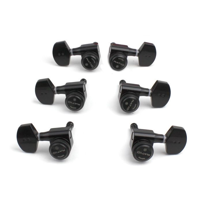 Graph Tech PRL-8311-B0 Ratio Electric Locking Machine Heads with Contemporary Button - 3 + 3 - Black