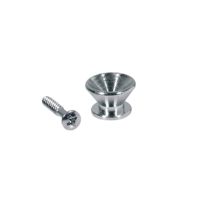 Straplocks, metaal, chroom, met schroef, v-model, diameter 14mm, 2-pack