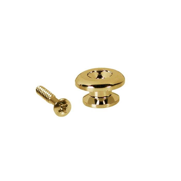 Straplocks, metaal, goud, met schroef, rond model, diameter 17mm, 2-pack