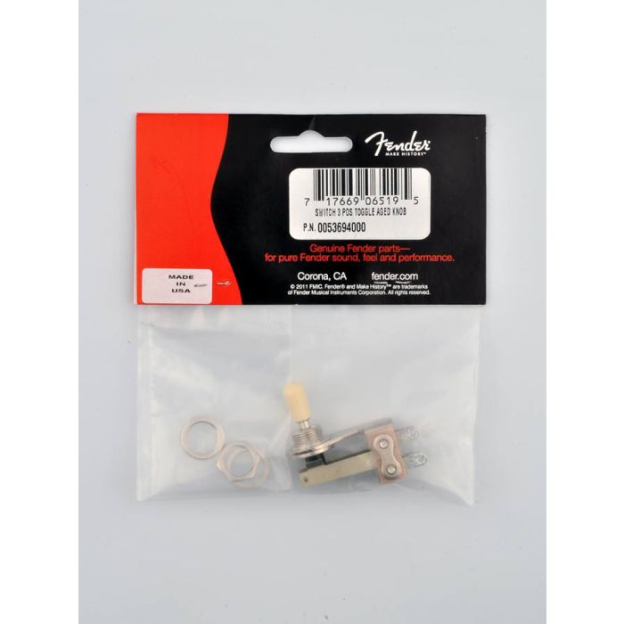 Fender Genuine Replacement Part 3-way toggle switch Jazzmaster/'72 Tele chrome with parchment tip 