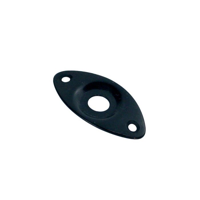Jack plate, football shape, recessed hole, black, slanted metal