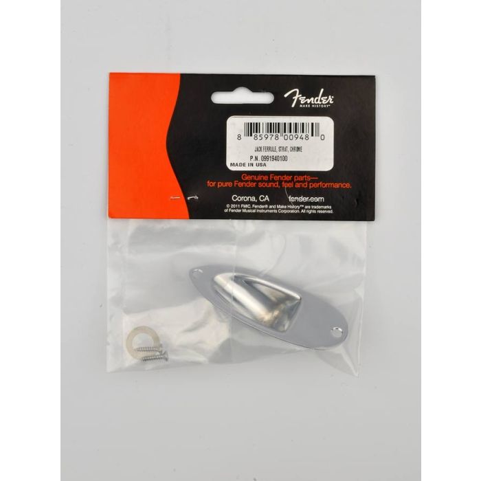 Fender Genuine Replacement Part Stratocaster recessed jack ferrule plate chrome 