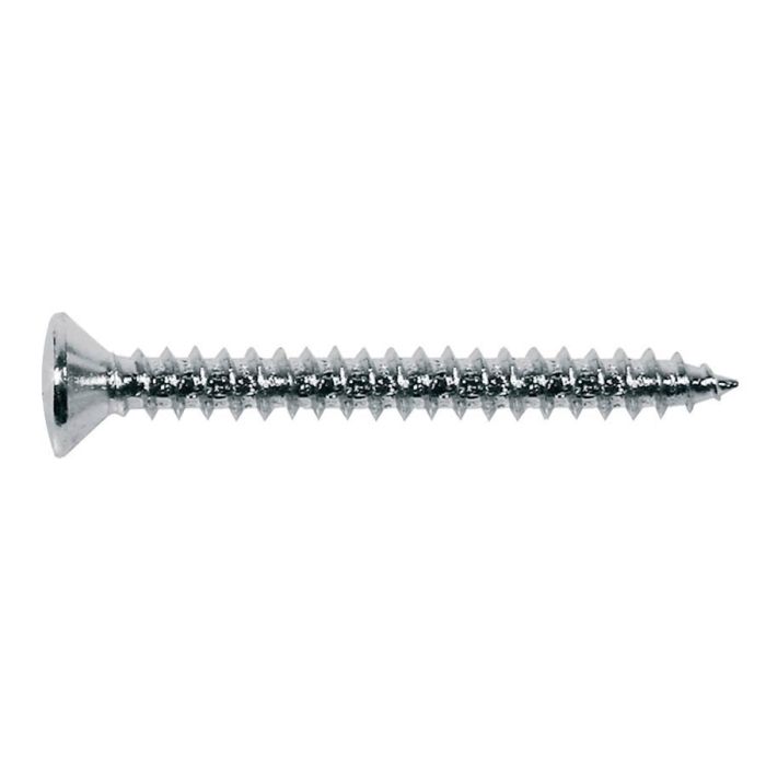 Screw, chrome, 4x45mm, 12pcs, oval countersunk, tapping, for neck mount