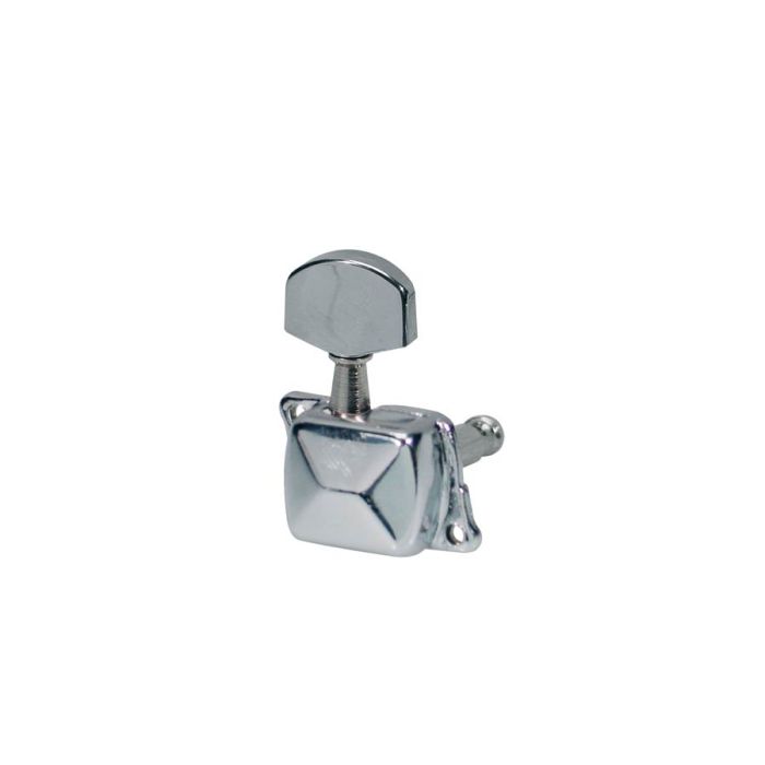 Stemmechanieken voor gitaar, metalen as, 6x links, chroom, metalen knoppen, met kap