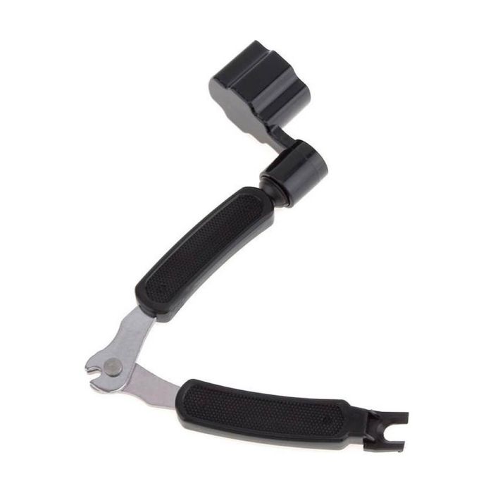 Boston string winder with string clipper and bridge pin remover