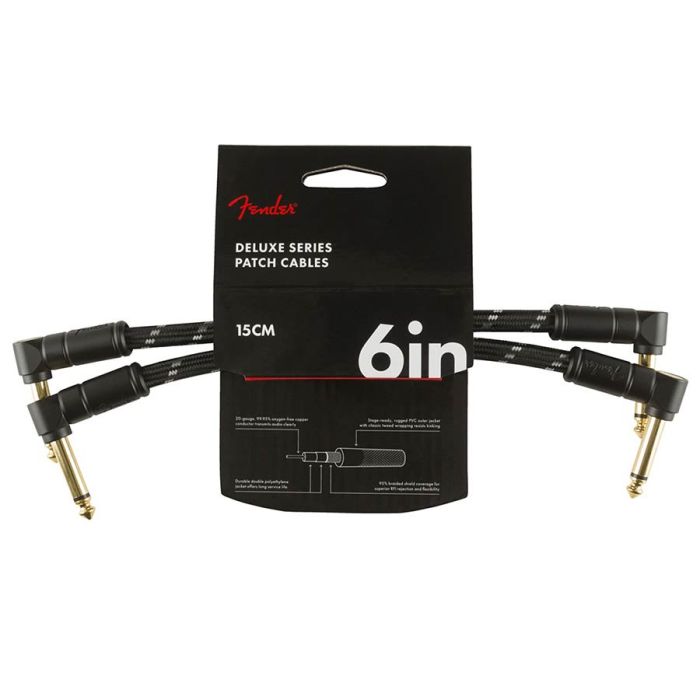 Fender Deluxe Series patch cables (2 pcs), 6", black tweed