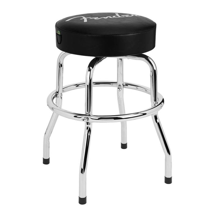 Fender Spaghetti logo pick pouch barstool, black/chrome, 24"