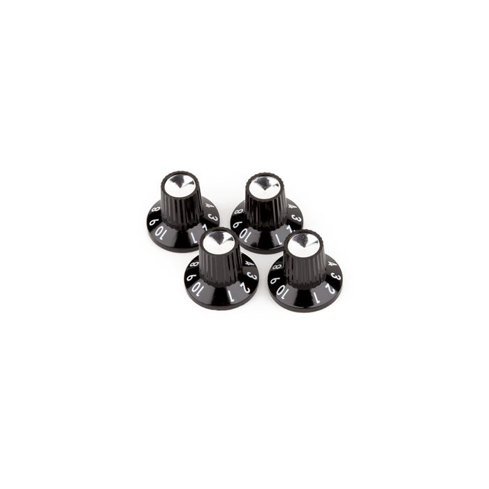 Fender® Amp Pot Knob Push on bk/sv (4) 