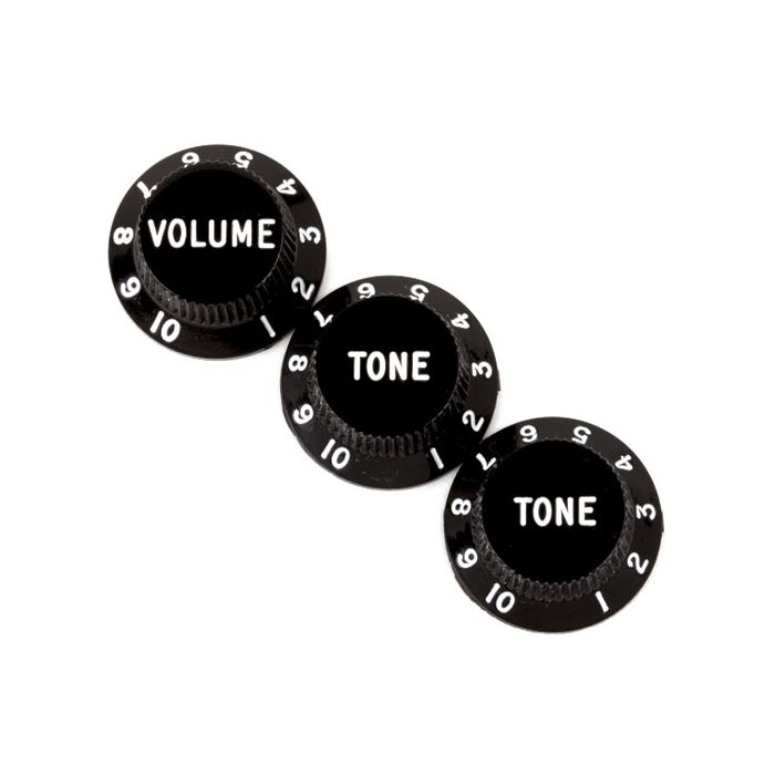 Fender® Strat® Pot Knobs (V/T/T) black 