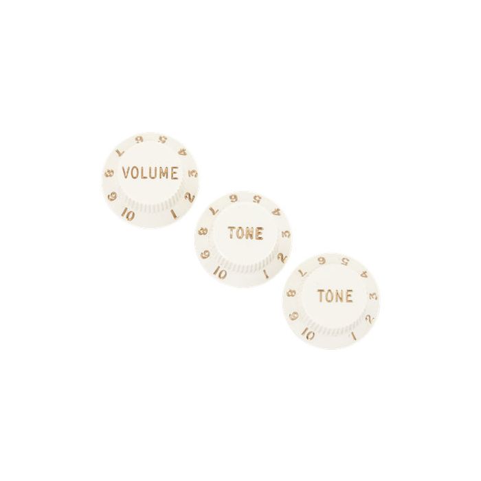 Fender® Strat® Pot Knobs (V/T/T) parchm.