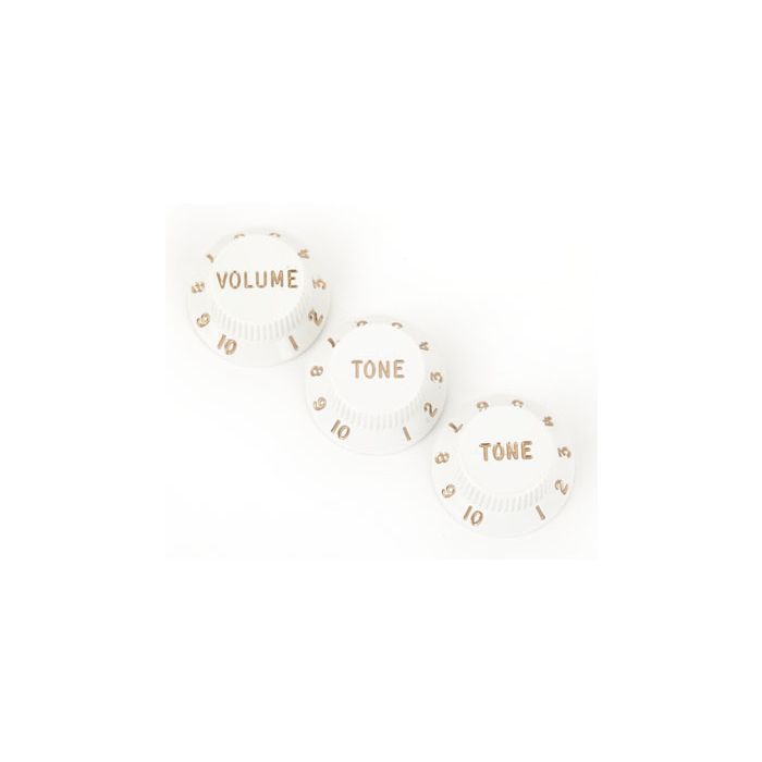 Fender® Strat® Pot Knobs (V/T/T) white 