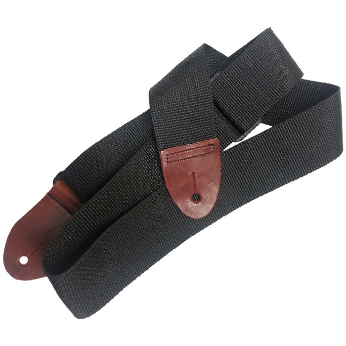 Nylon Guitar Strap black/Lederende