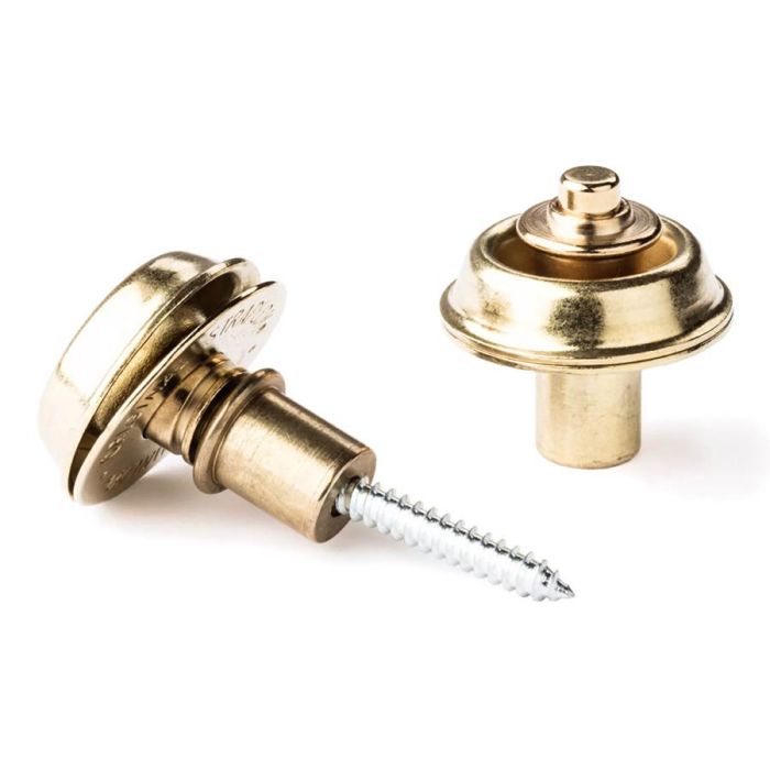 Dunlop strap lock system with screws, flush mounted, brass