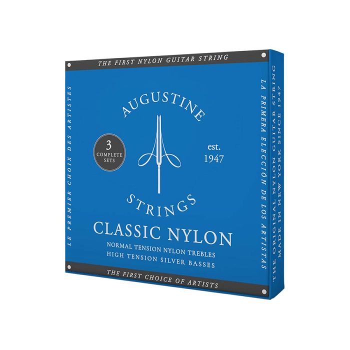 Augustine Classic Blue string set classic, regular tension trebles & high tension basses - 3 PACK