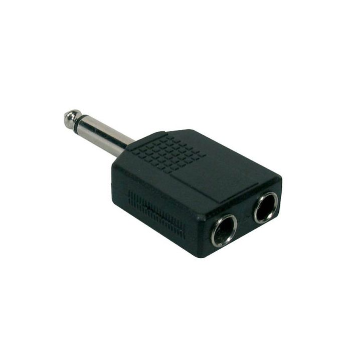 Verloop plug, 2x 6,3 jack female mono, 6,3mm jack male mono