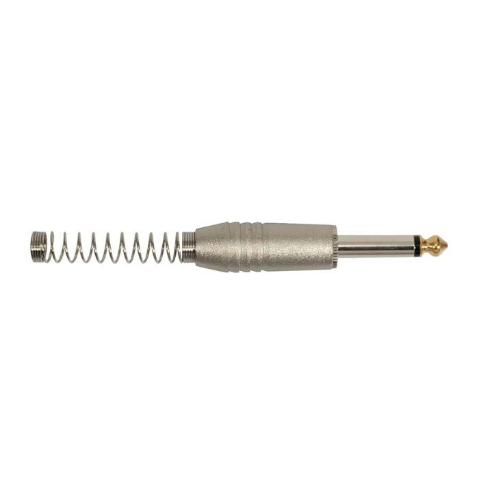 Jack plug, 6,3mm, 2-polig, nikkel, met veer, 7,3mm
