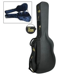 Boston Traditional Pro deluxe case for Maccaferri-model acoustic guitar, wood, arched, with lock and shoulder strap