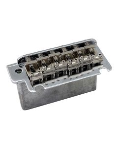 Hosco Japan two-point synchronized tremolo bridge, stamped steel saddles, zinc block, chrome