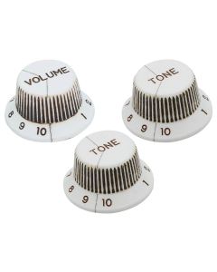 Hosco Japan 50's ST style knob set, 1V + 2T, bakelite, heavy relic white