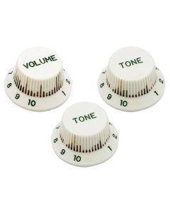Hosco Japan 60's ST style knob set, 1V + 2T, relic aged white