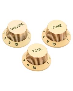 Hosco Japan 60's ST style knob set, 1V + 2T, heavy relic aged cream