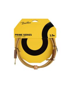 Boston Prime Series woven jacket instrument cable jack-angled jack, 1.5 meter, yellow tweed
