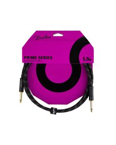 Boston Prime Series woven jacket instrument cable jack-jack, 1.5 meter, black tweed