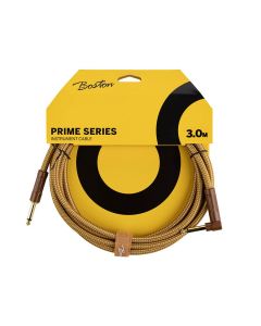 Boston Prime Series woven jacket instrument cable jack-angled jack, 3.0 meter, yellow tweed