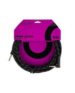 Boston Prime Series woven jacket instrument cable jack-angled jack, 6.0 meter, black tweed