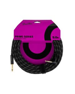 Boston Prime Series woven jacket instrument cable jack-angled jack, 9.0 meter, black tweed