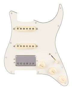 Fender pre-wired Strat pickguard, quadra tap/ultra noiseless HSS, 11 hole, parchment