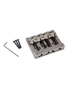 Fender Genuine Replacement Part Himass string-through 4-string bass bridge assembly with brass saddles, black chrome