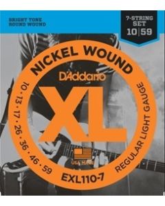 D'Addario XL Nickel Round Wound snarenset elektrisch 7-snarig, regular light, 010-013-017-026-036-046-056