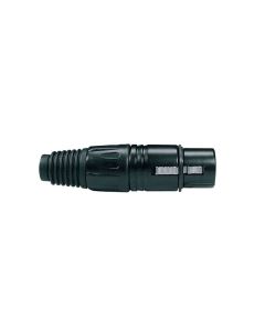 XLR plug, female, 3-polig, zwart, zwarte kabel huls