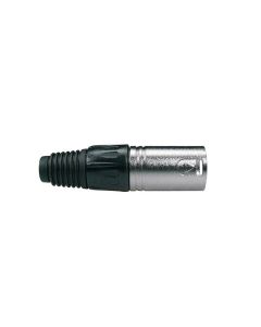 XLR plug, male, 5-polig, nikkel, zwarte kabel huls