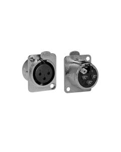 XLR chassis conn, female, 3-polig, nikkel, 19 x 24mm