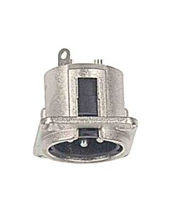 XLR chassis conn, male, 3-polig, nikkel, 19 x 24mm
