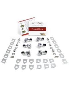 Graph Tech PRL-8421-C0 Ratio Electric Locking Machine Heads with Mini Contemporary Button - 4 + 2 - Chrome