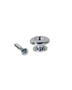 Straplocks, metaal, chroom, met schroef, rond model, diameter 17mm, 2-pack