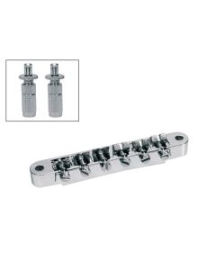 Brug voor e-gitaar, "tune'o matic", chroom, stud spacing 73,5mm, stud diam 6,0mm