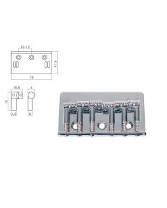 Brug-staartstuk,Strat, chroom, pitch 10,8mm, strings mounted in bridge