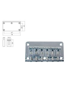 Brug-staartstuk,Strat, chroom, pitch 10,5mm, strings mounted in bridge