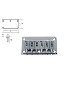 Brug-staartstuk,Strat, chroom, pitch 10,5mm, strings mounted in bridge