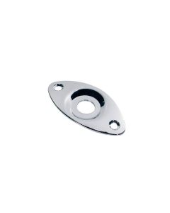 Jack plate, football shape, recessed hole, chrome, slanted metal
